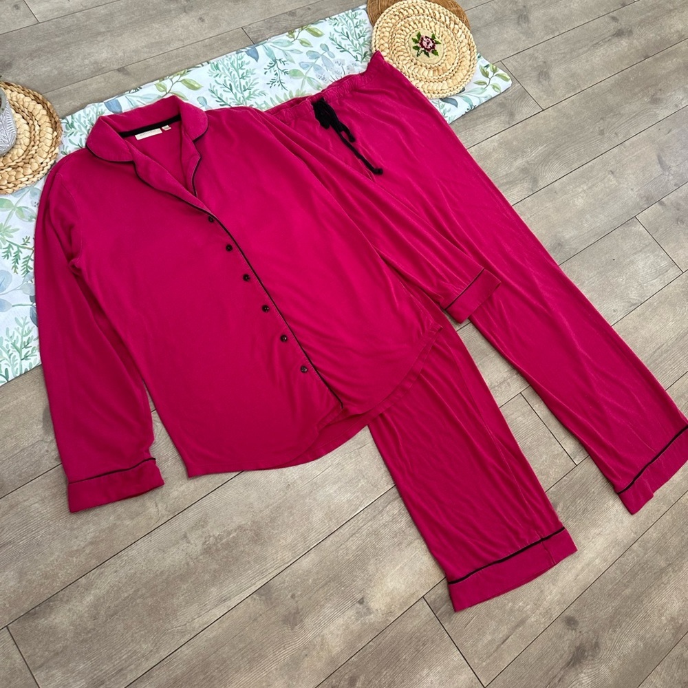 Vintage Nordstrom Women’s Pink Button Down Pajama Set Long Sleeve Size XS SOFT - Picture 6 of 13